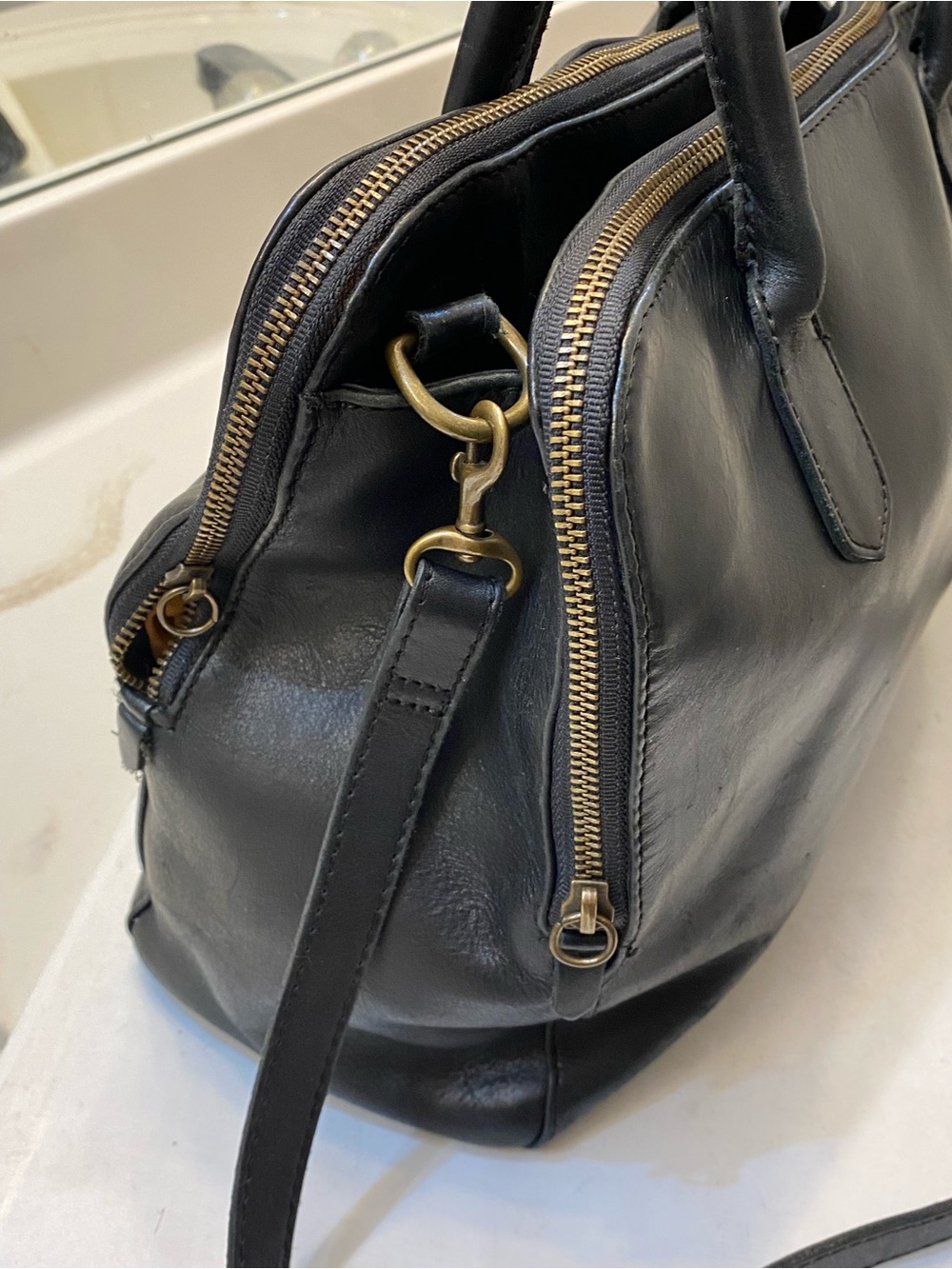 ABLE Double Zip Large Leather Satchel bag, great condition and clean interior - Picture 10 of 11